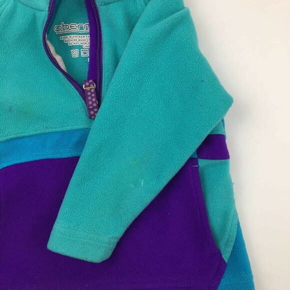 Obermeyer Girls Fleece Jacket Green Violet Colorblock 1/4 Zipper Pockets XS 1-2 - Picture 8 of 10
